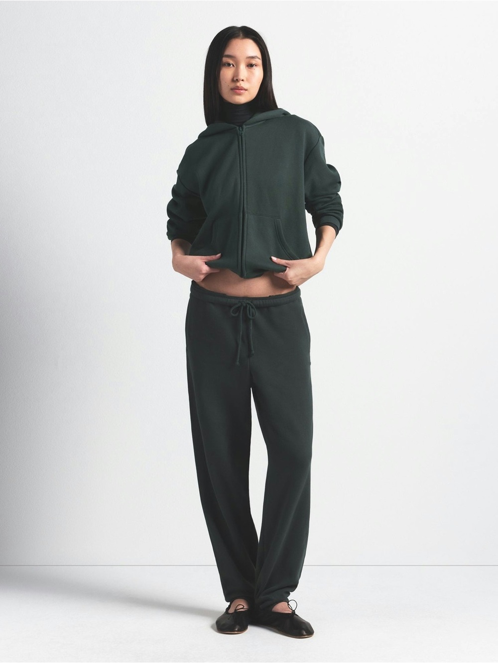 SKIMS Cotton Jogger Sweatpants Spruce Green Grey XS